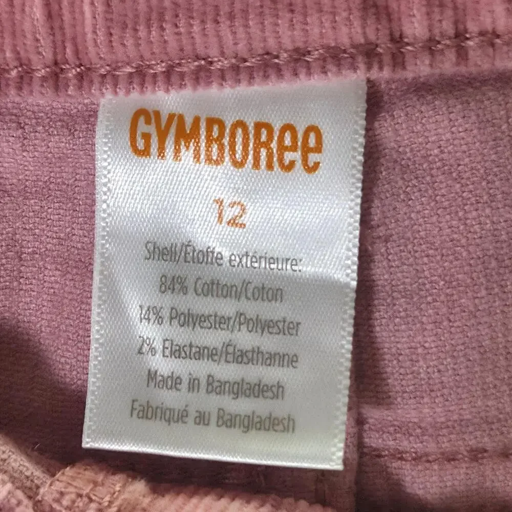 Gymboree Pants Girls 12 Pink Corduroy Khakis Zip Pockets Casual Straight Leg